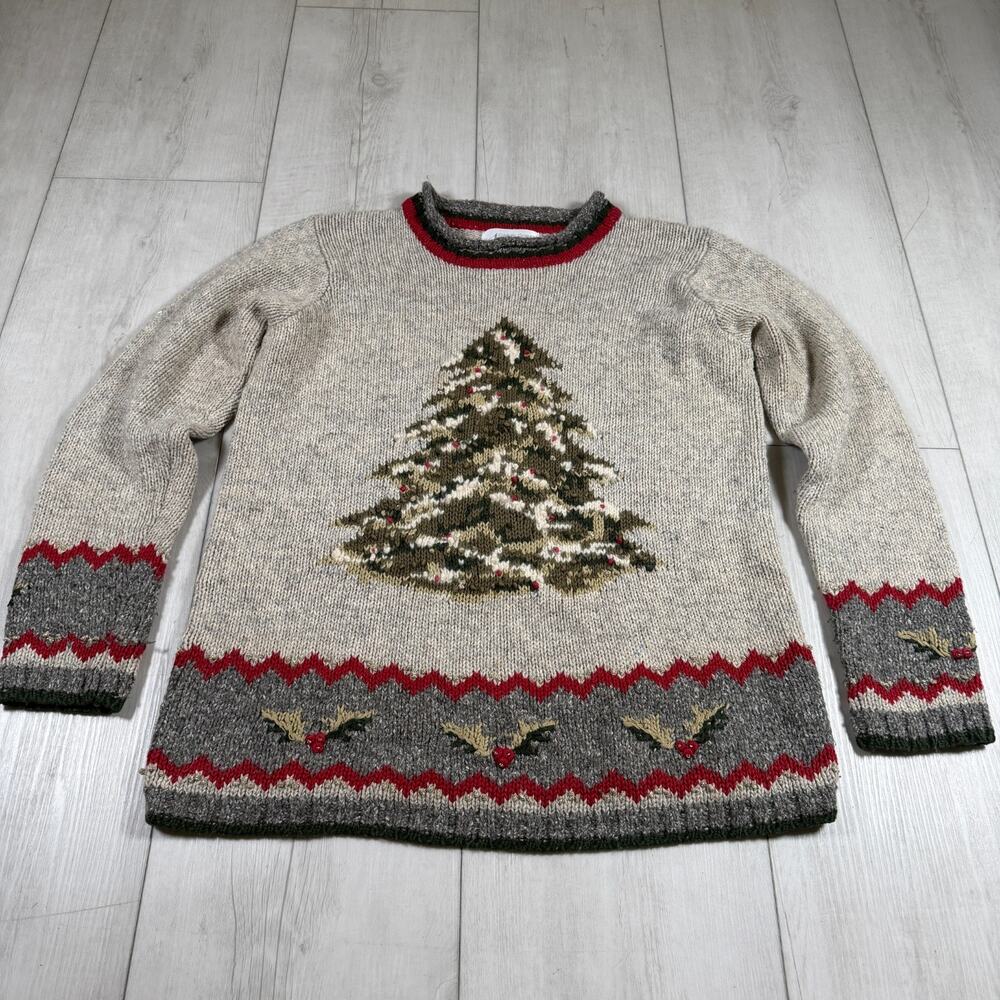 Casual Corner Women Large Sweater Vintage Ugly Christmas Tree Holiday 90's